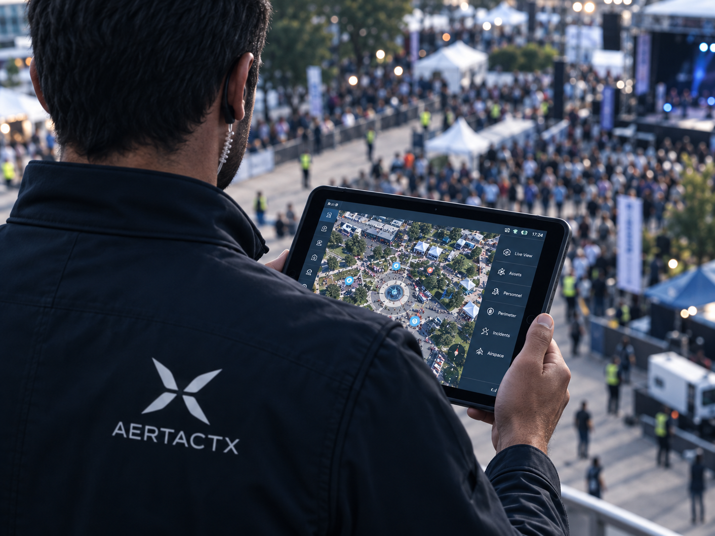Conceptual field operator using a tablet to access event information